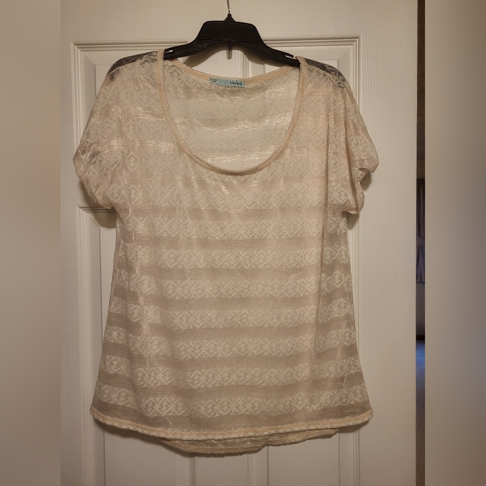 Maurices Cream Shear Short Sleeve Blouse